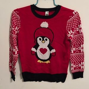 Girl’s L Holiday Penguin Sweater